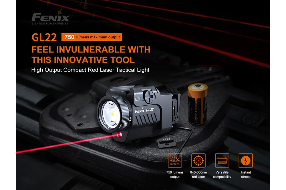 Fenix GL22 Tactical LED Flashlight with Red Laser Sight - Perfect for Hunting, Camping & Emergency Situations