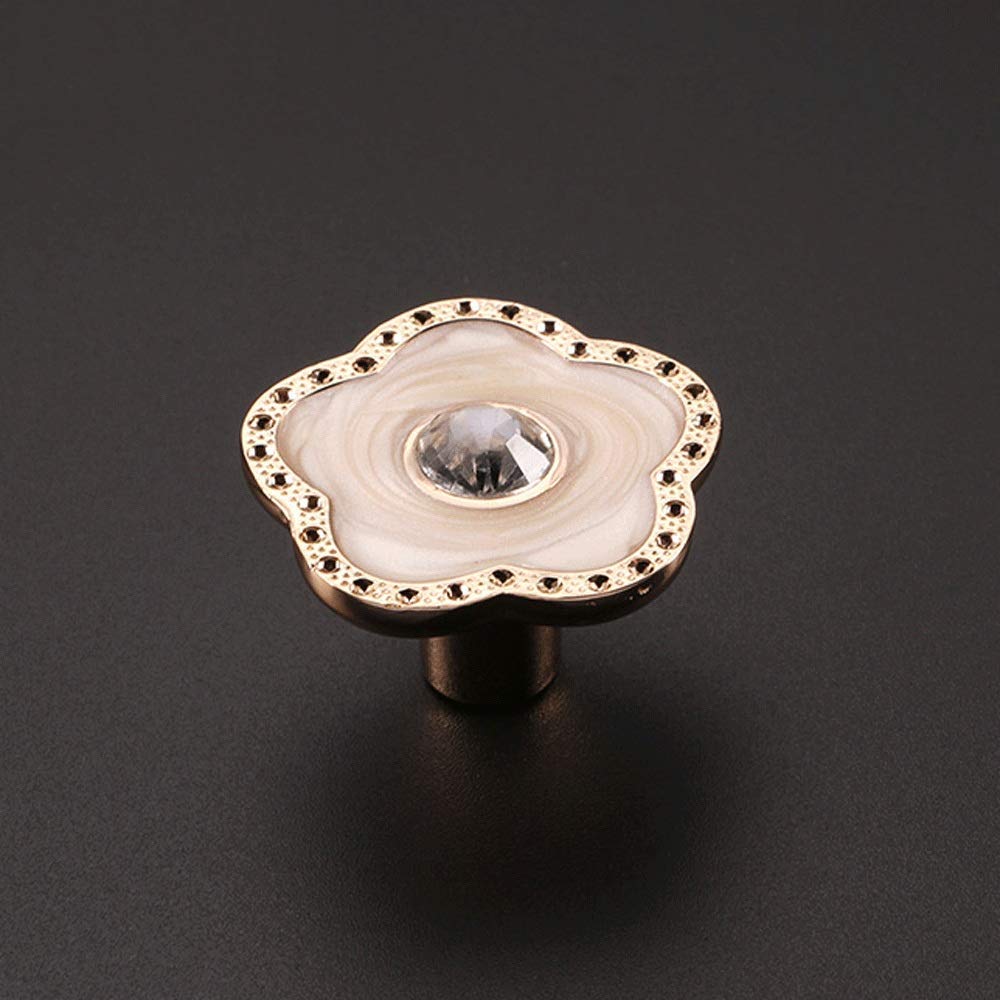 10-Pack Gold Rhinestone Cabinet Handles - 36.48mm Flower Design Metal Drawer Knobs for Kitchen, Dresser & Bathroom - Elegant Hardware Pulls for Cabinets, Wardrobes & Furniture Decor