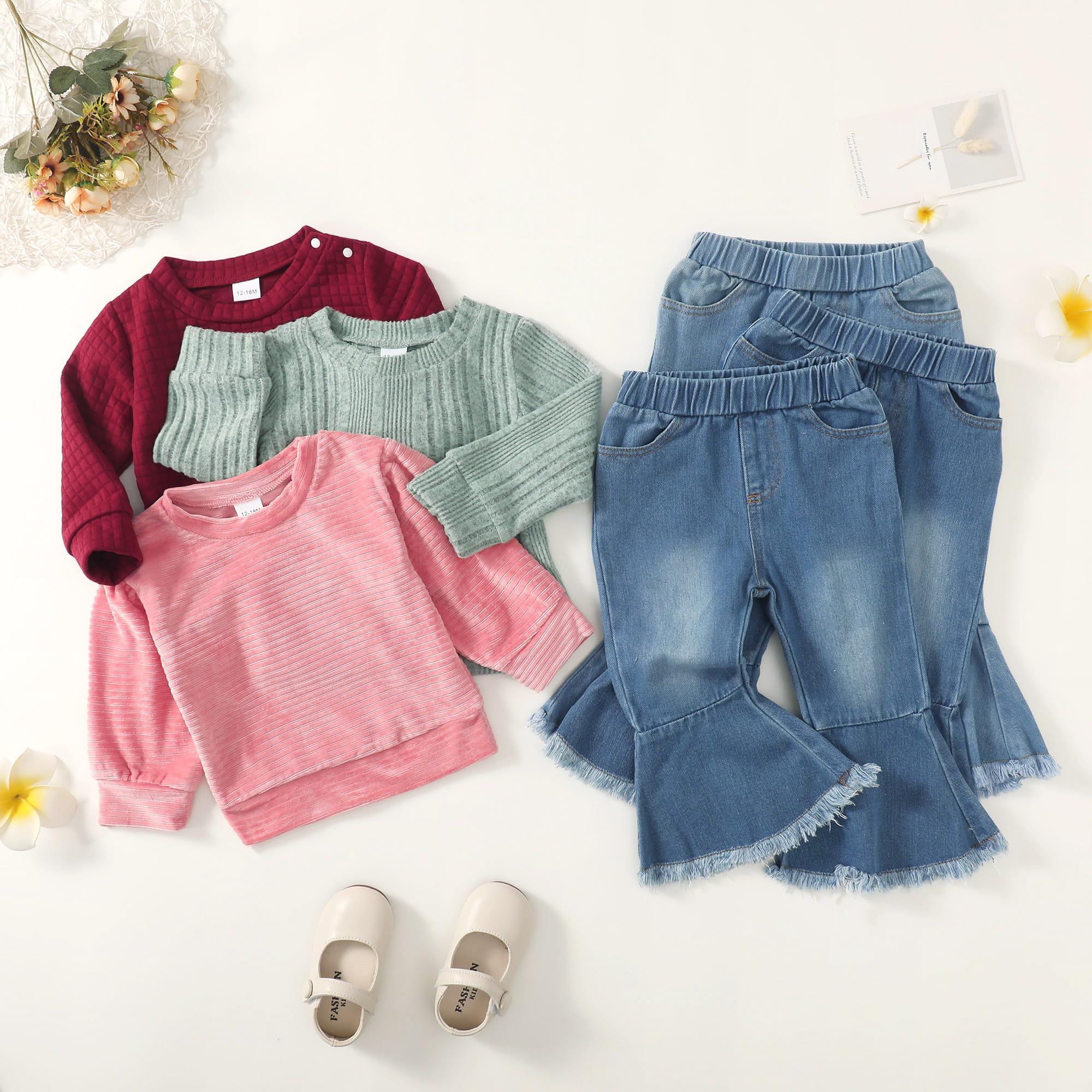 Mioglrie Toddler Girl Clothes - Cute Denim Outfits & Jeans Pants Set for Baby Girls 12-24 Months | Soft & Comfortable Playtime & Casual Wear