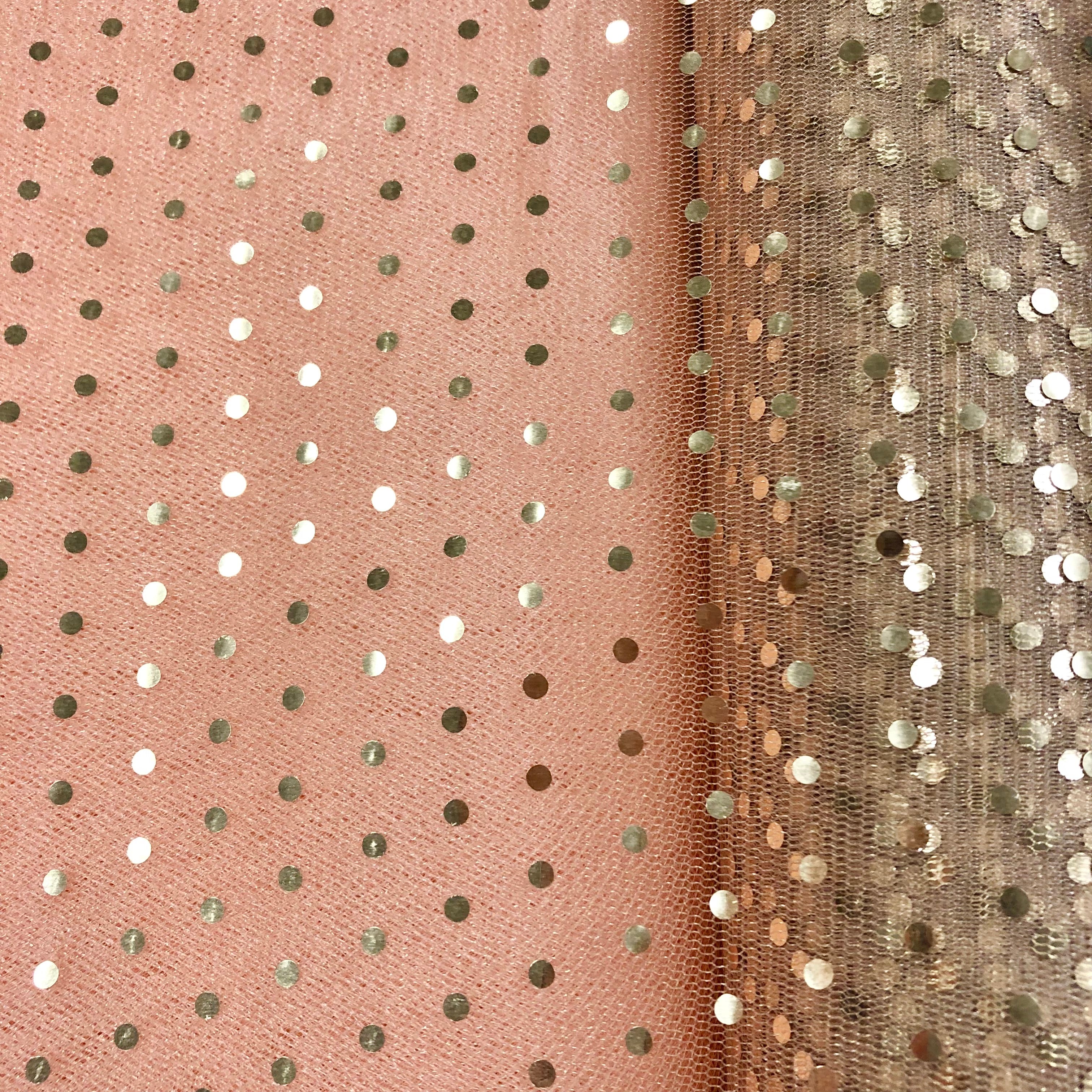 Hologram Dot Tulle Fabric - 58/60 Inches Wide Beige with Gold Dots - Perfect for Wedding Decor, Party Backdrops, and DIY Craft Projects