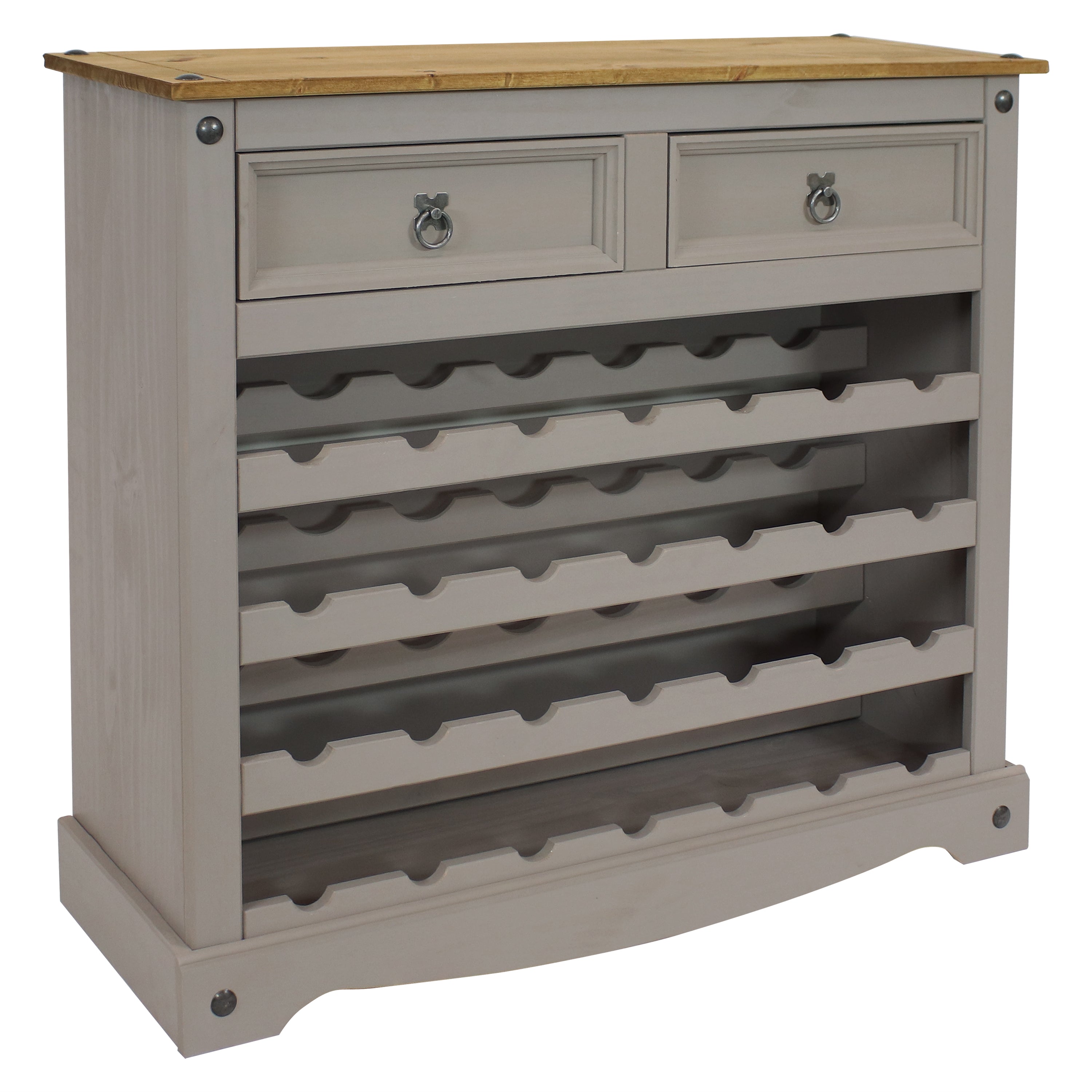 Sunnydaze 28 Bottle Solid Pine Freestanding Wine Rack Table in Gray - 34.5 Inches - Perfect for Dining Room, Kitchen, or Home Bar Storage