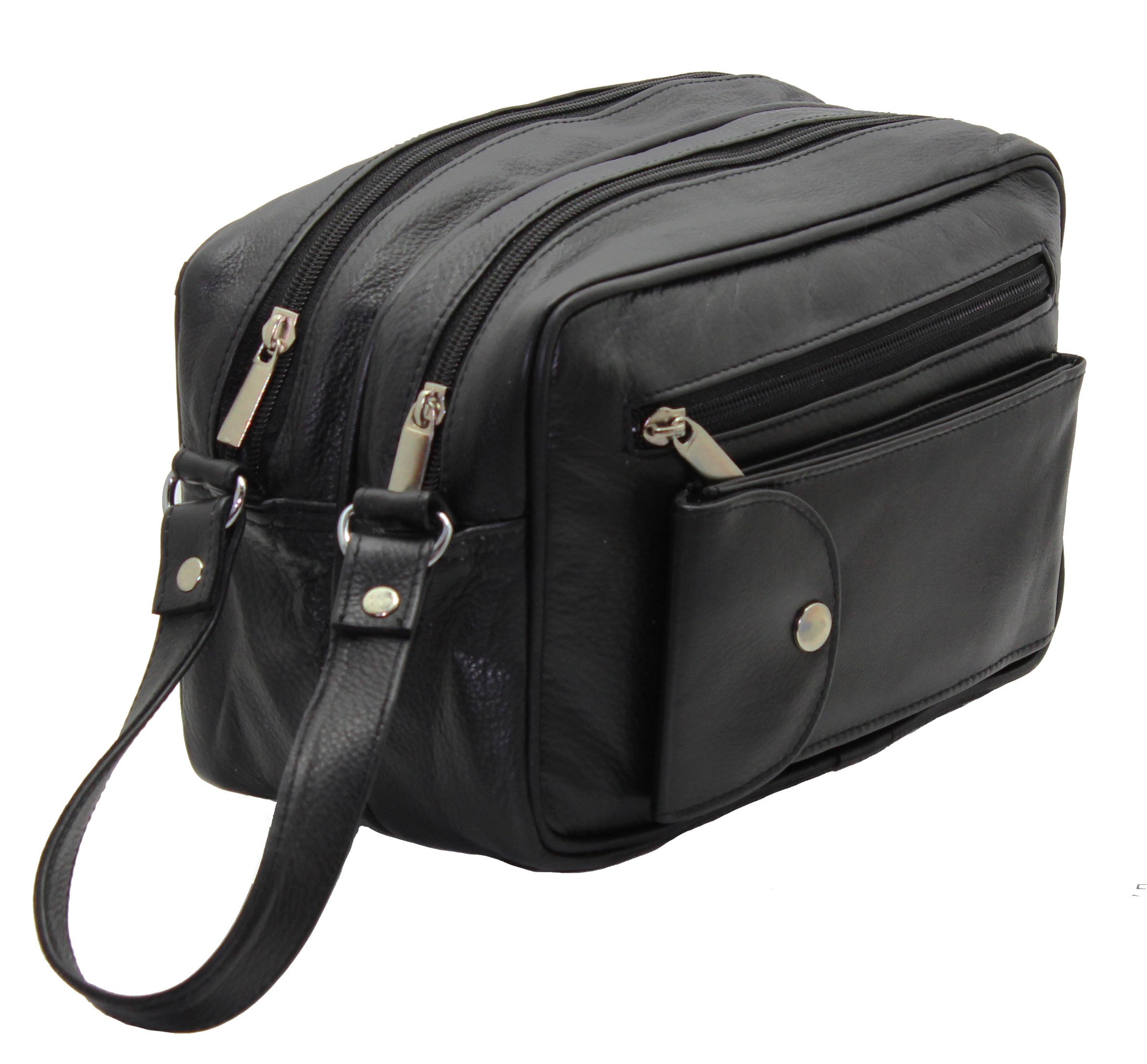 STARHIDE Men's Genuine Leather Travel Overnight Gym Toiletries Bag - Waterproof Wash Bag for Gym, Travel & Business Trips (Black) - 515