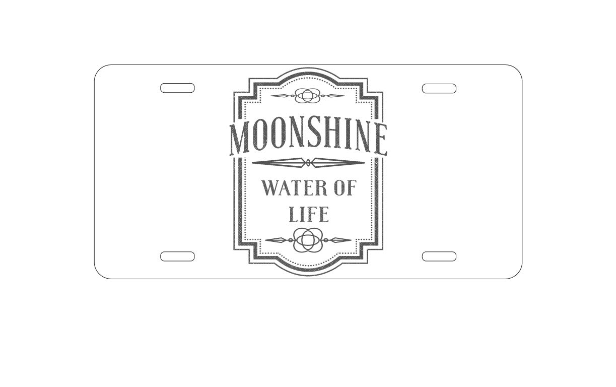 DistinctInk Custom Aluminum Vanity License Plate for Car Front - Moonshine Design - Personalized Water of Life Metal Plate - Perfect for Car Shows, Gifts & Personal Vehicle Customization