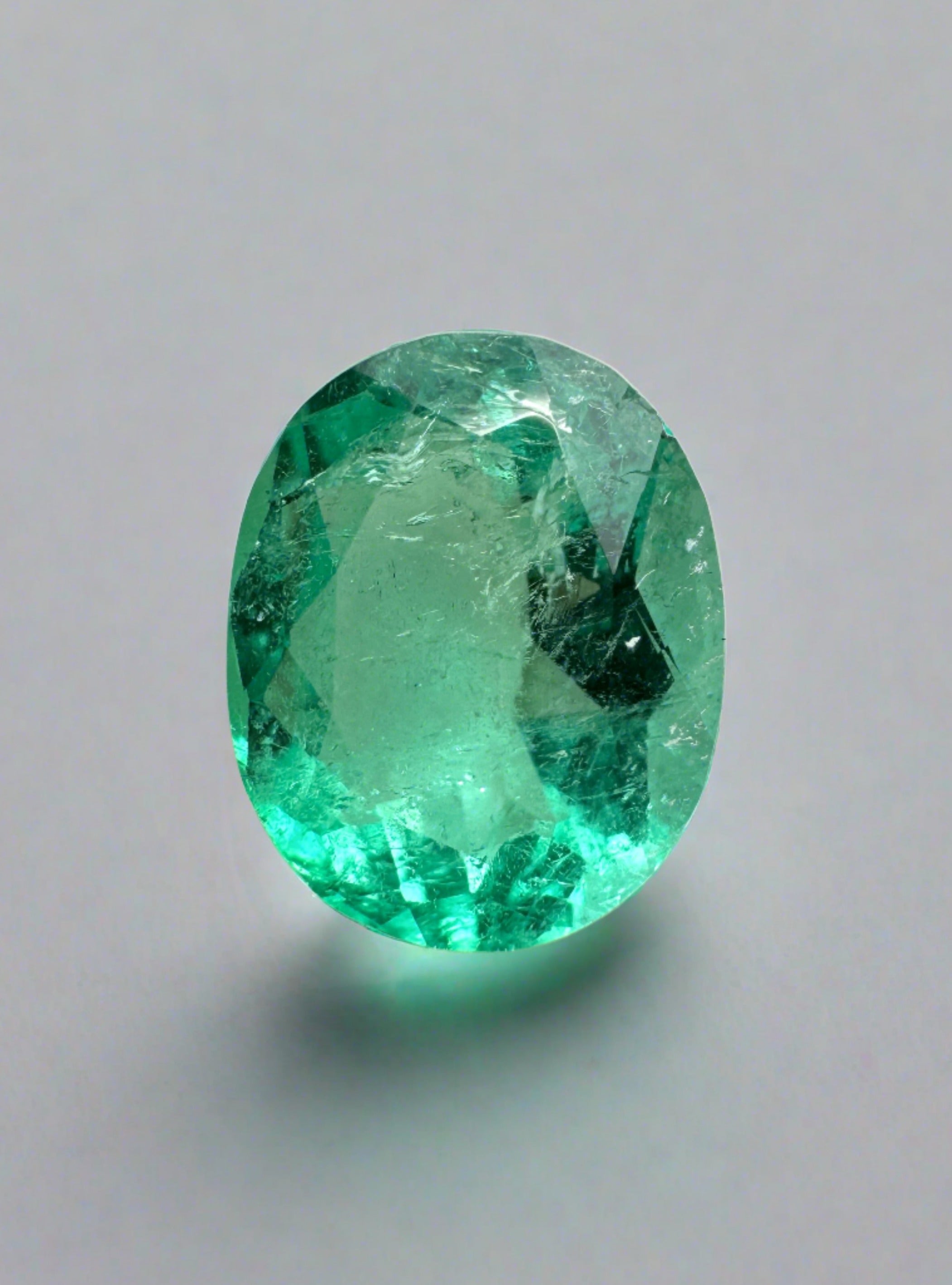 1.81 Carat 9x7mm Eye-Clean Bluish Green Natural Colombian Emerald Loose Gemstone - Oval Cut for Jewelry Making, Engagement Rings & Fine Collections
