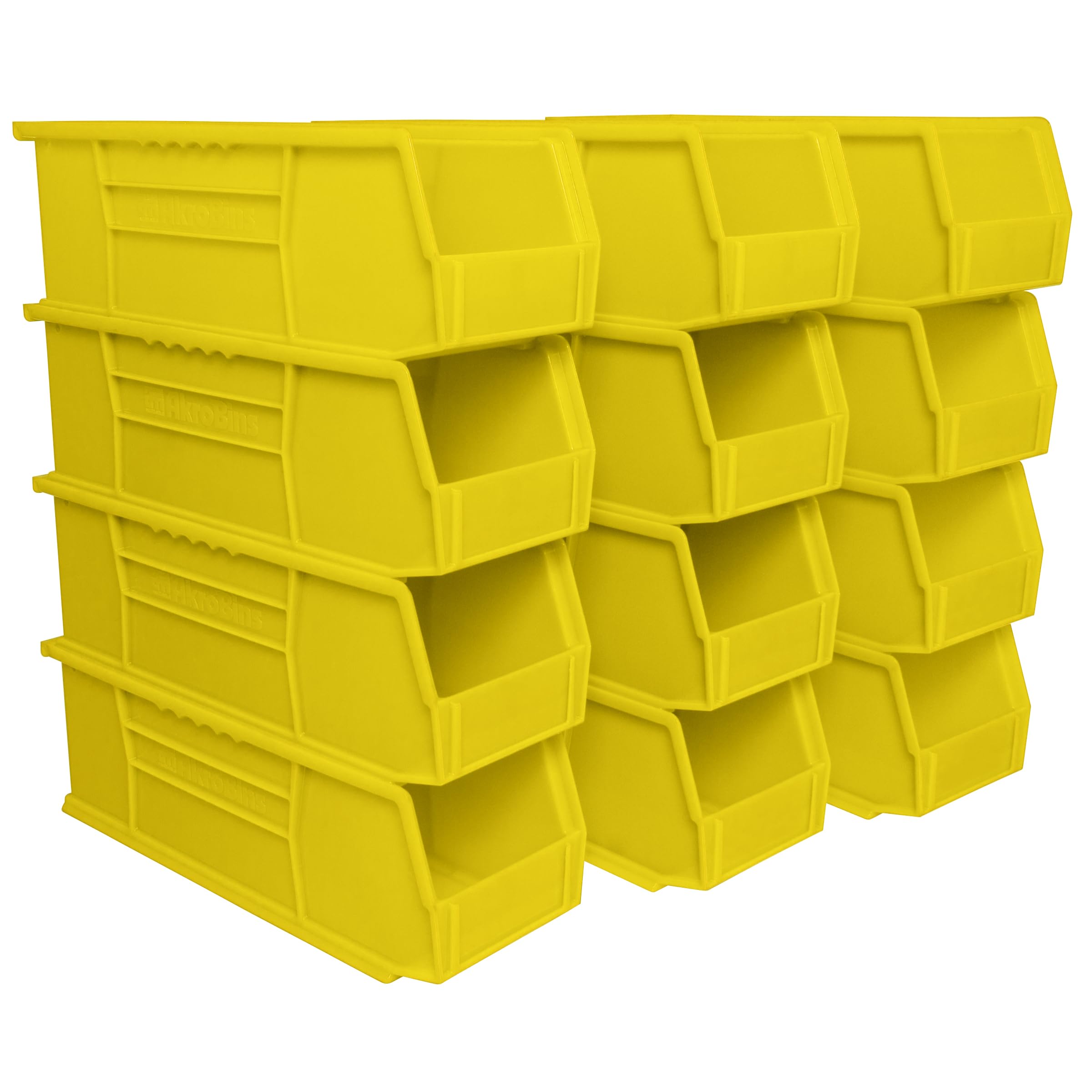 Akro-Mils 30234 AkroBins 12-Pack Yellow Plastic Storage Bins | 15