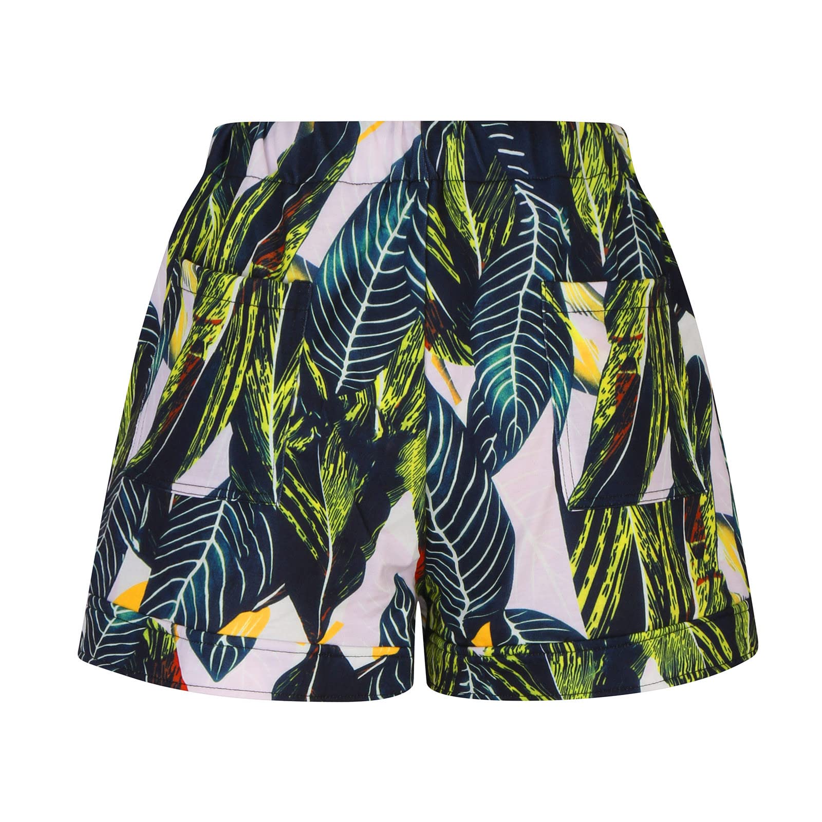 Women's Floral Beach Shorts - Elastic Waist with Pockets for Summer Vacation