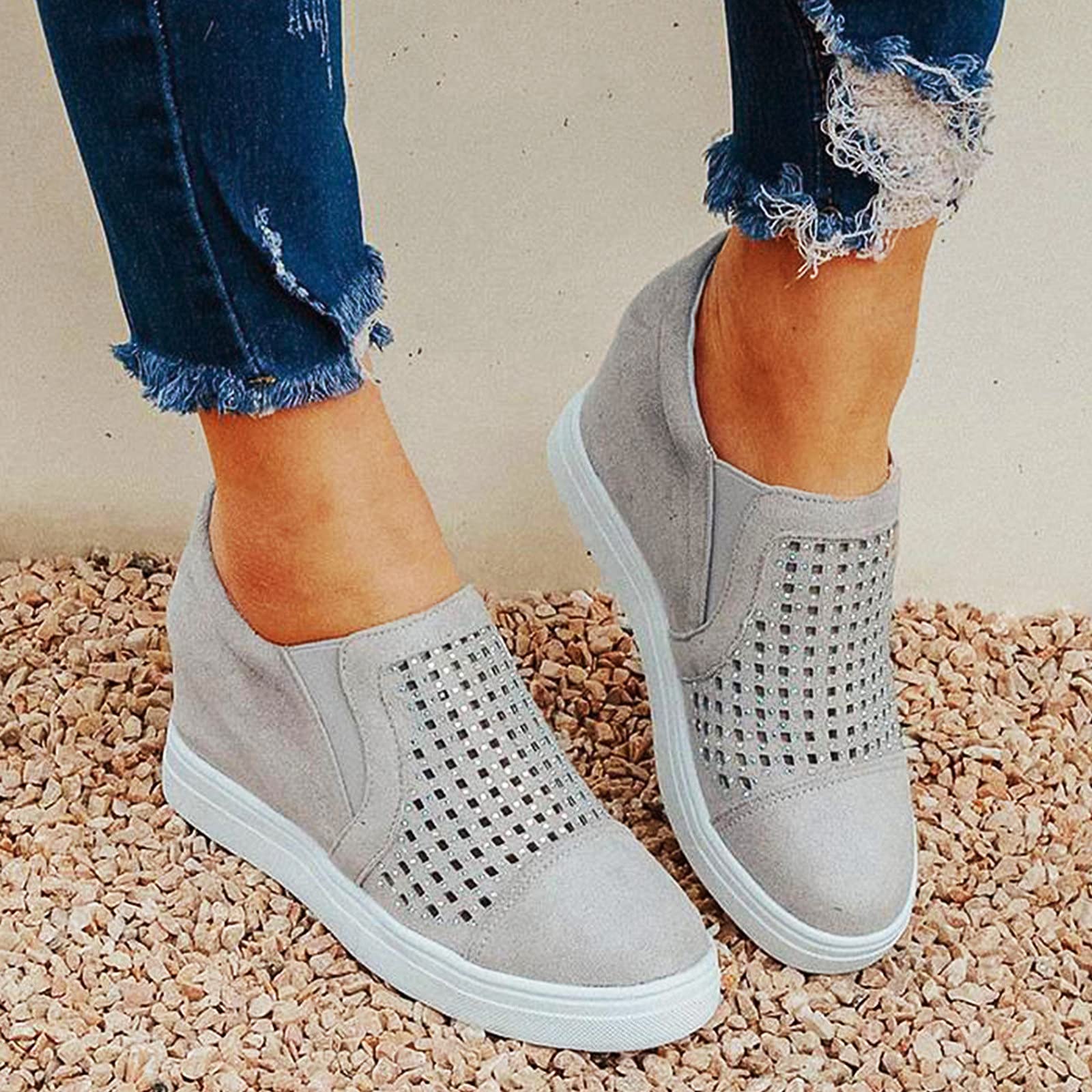 Women's Wedge Sneakers - Suede Platform Running Shoes with Ankle Support | Comfortable Casual Tennis & Walking Shoes for Women | Perfect for Gym, Workout & Daily Wear