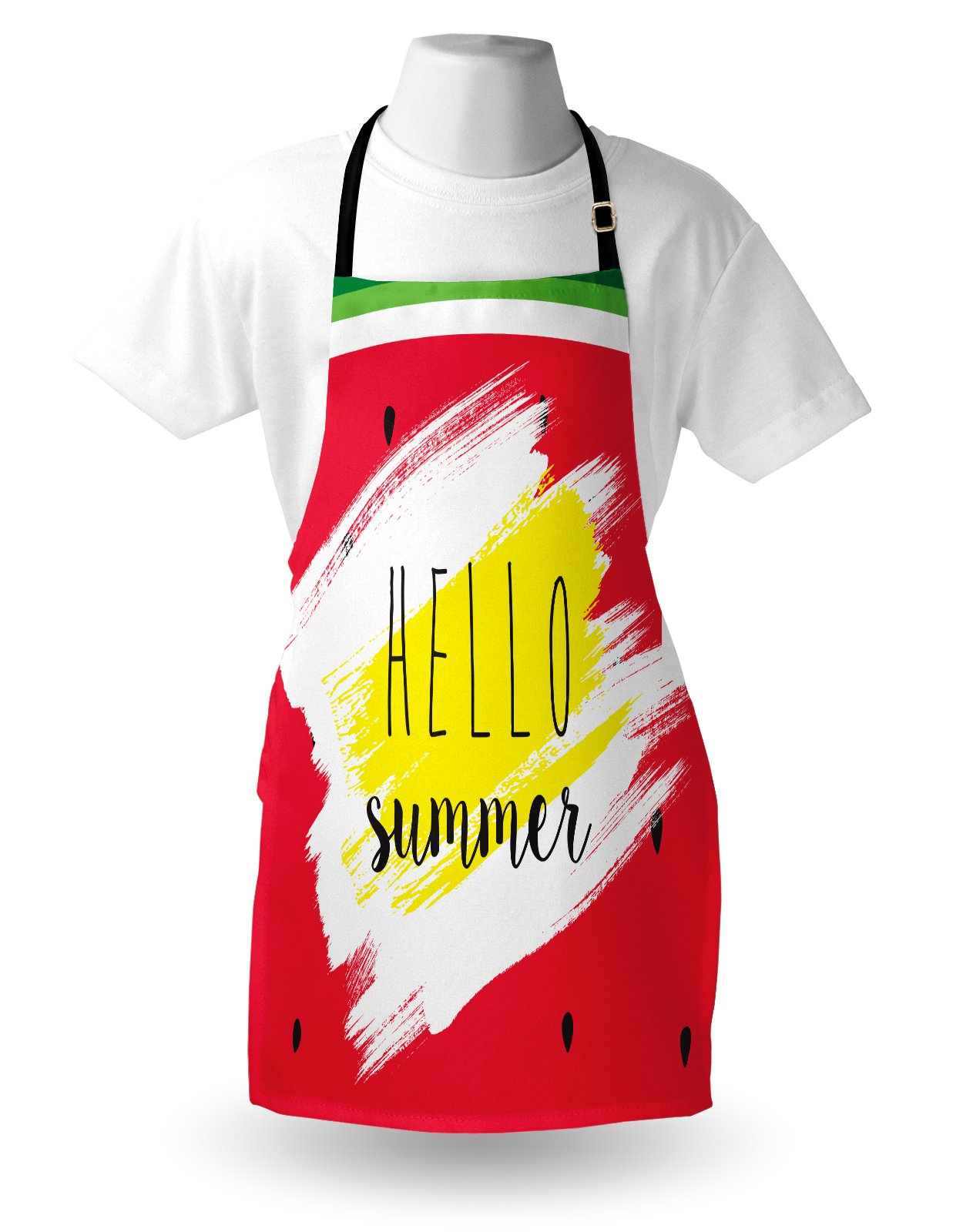 Ambesonne Watermelon Apron - Adjustable Unisex Kitchen Bib for Cooking, Baking, Gardening