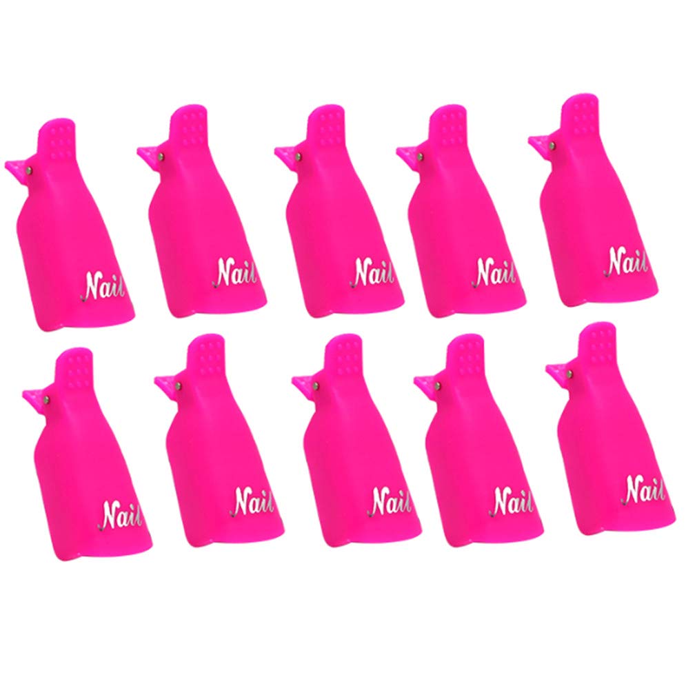 IME Nail Polish Remover Clips Set - 10pcs Rose Pink Gel Soak Off Caps for UV Manicure, Acrylic Nails & Nail Art | Perfect for Salon & Home Nail Care