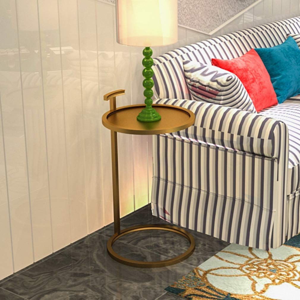 Iron Side Table with Stable Base - 70cm Height End Table, Easy to Move Rounded Corner Design for Living Room, Bedroom, Office - Perfect Sofa Table, Nightstand & Coffee Table Companion