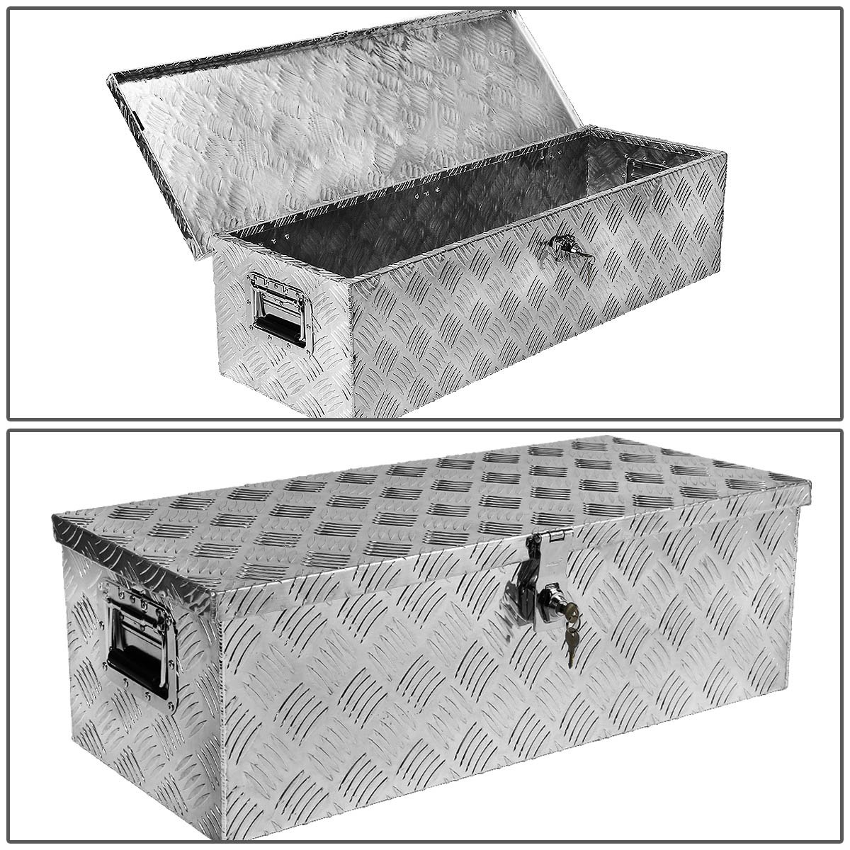 Auto Dynasty 30 x 13 x 10 Inches Aluminum Pickup Truck Bed Tool Box with Key Lock - Secure Storage for Truck Accessories, Camping Gear & Work Tools