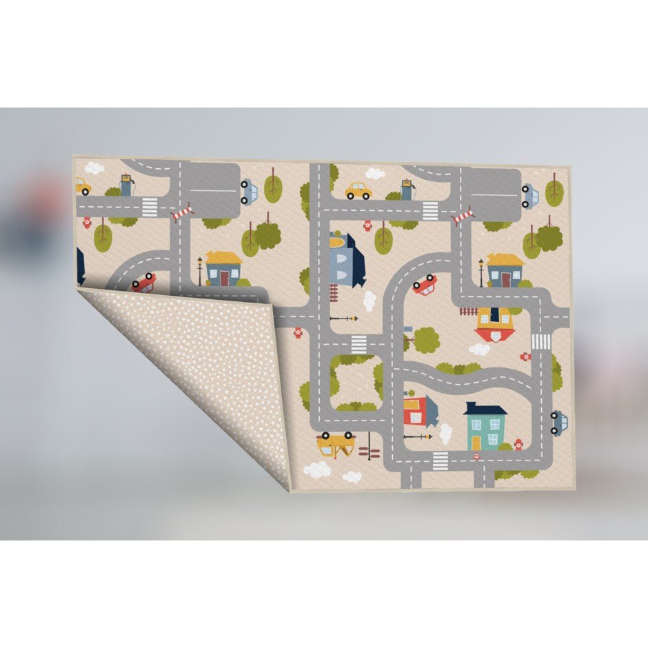 5' x 6' Yokina City Reversible Waterproof Baby Playmat - Non-Toxic Foam Floor Mat for Crawling & Playtime - Nursery, Daycare & Home Use