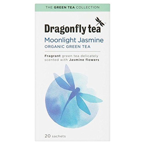 Premium Dragonfly Moonlight Jasmine Green Tea Bags - 20 Count Pack of Natural Floral Scented Tea for Relaxation & Stress Relief - Perfect for Afternoon Tea Time or Evening Unwinding