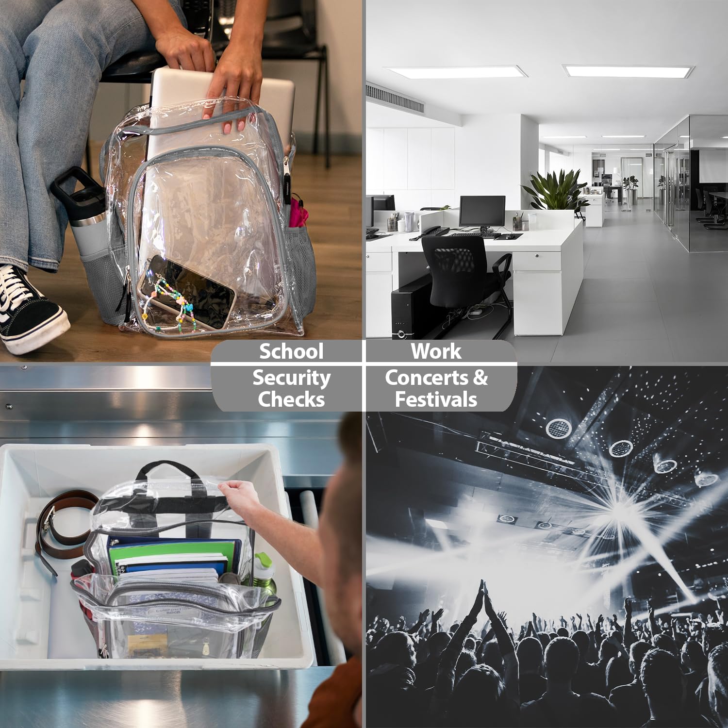 Heavy Duty Clear See Through Backpack - Transparent Stadium Approved Backpack for School, Work, Travel & Events | Waterproof & Durable for Women & Men | Perfect for Concerts, Airports & Security Checkpoints