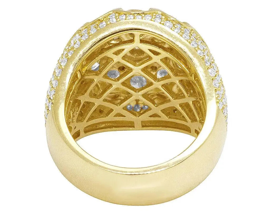 14K Yellow Gold Men's Flower Cluster XL 3D Lab-Grown Diamond Pinky Ring - 24MM, 7.75CT | Luxury Statement Jewelry for Weddings, Parties & Special Occasions