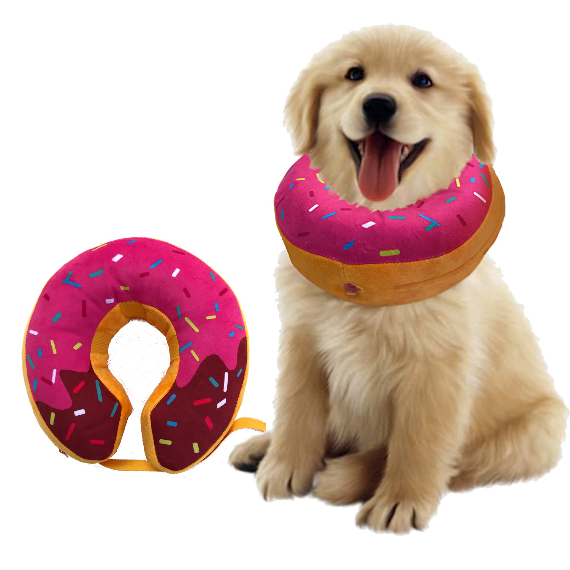 **Inflatable Dog Donut Collar - Soft Recovery Cone for Dogs After Surgery, Comfortable Elizabethan Collar Alternative (Medium Size) - Perfect for Post-Surgery Healing & Wound Protection**