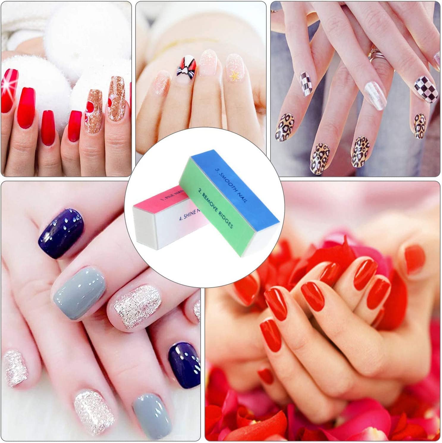 2 Pack Professional 4-Sided Nail File Block - Sanding Buffer & Polishing File for Salon & Home Manicure, Nail Art Tools with Nail Cutter | Perfect for DIY Nail Care, Pedicures & Professional Use