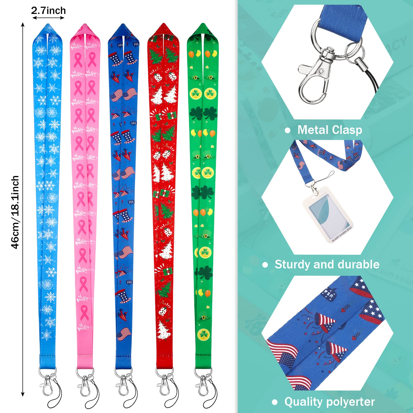 Marspark 14 Pcs Easter Lanyards for ID Badges & Keys - Office & Holiday Use
