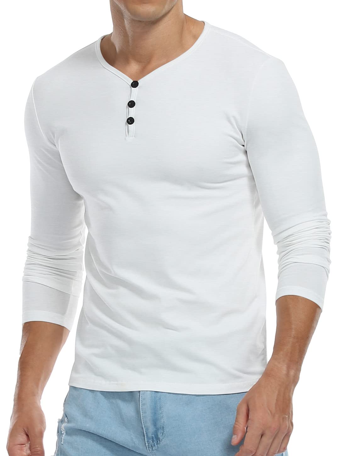 KUYIGO Men's Short Sleeve Henley T-Shirt - Button Placket Cotton Casual Shirt for Everyday Wear, Summer Outfits & Weekend Relaxation