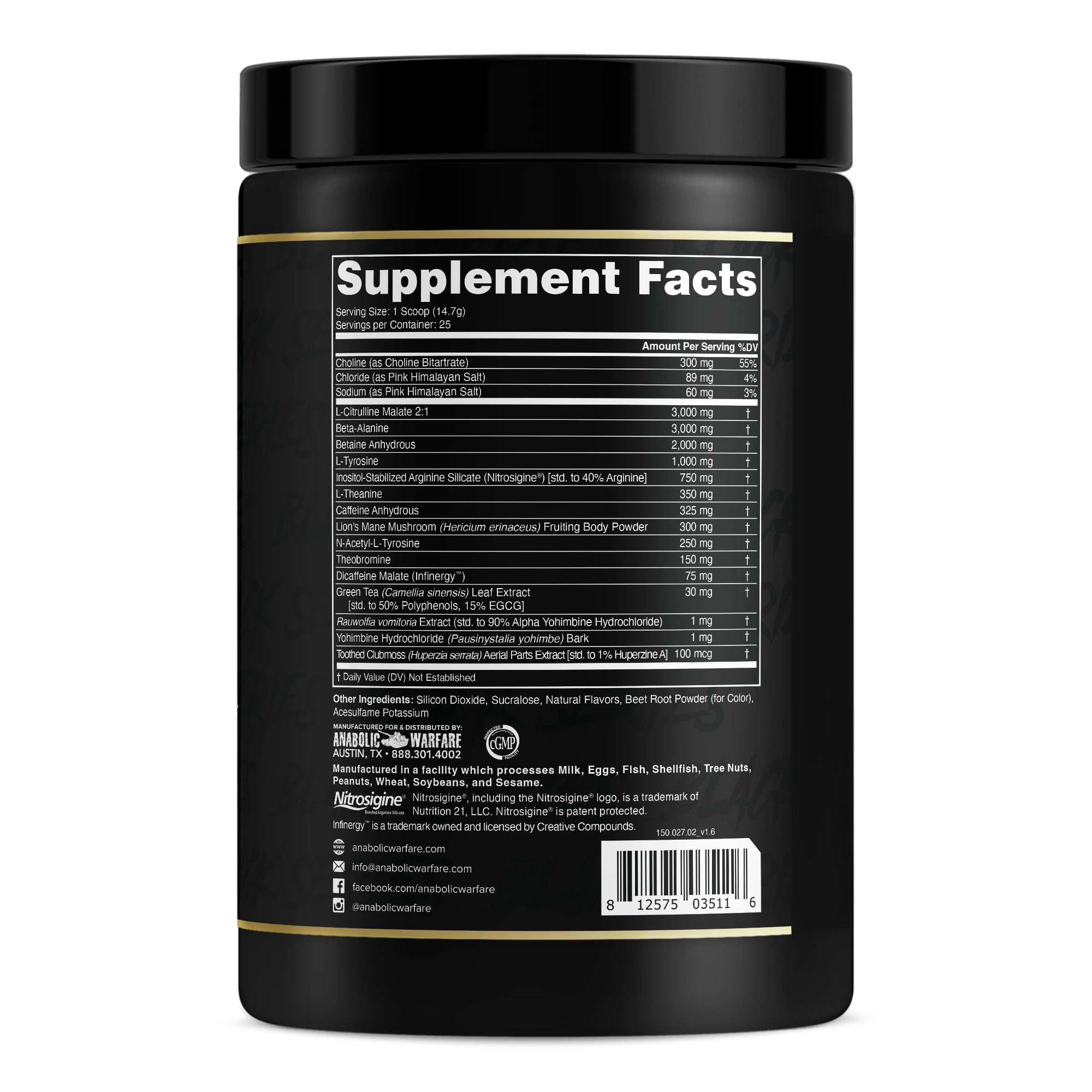 Anabolic Warfare Black Series Maniac Pre-Workout Powder - Nitric Oxide Booster for Muscle Pumps & Protein Synthesis - Fruit Explosion Flavor - Ideal for Gym, Bodybuilding & Intense Workouts