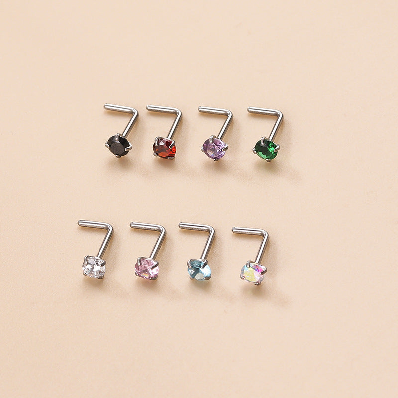 20G Surgical Steel L Bend Small Nose Stud - Hypoallergenic Nose Ring for Sensitive Skin | Perfect for Everyday Wear, Piercing Healing & Fashion Jewelry (HSPJ819)