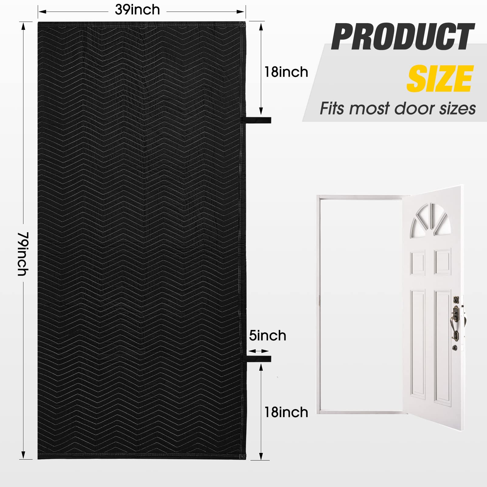 Riakrum 1-Pack Quilted Moving Blanket - 39 x 79 Inches Heavy Duty Cotton Polyester Furniture Protector for Indoor & Outdoor Use - Washable & Reusable Door Cover, Black - Perfect for Moving, Storage & Home Protection