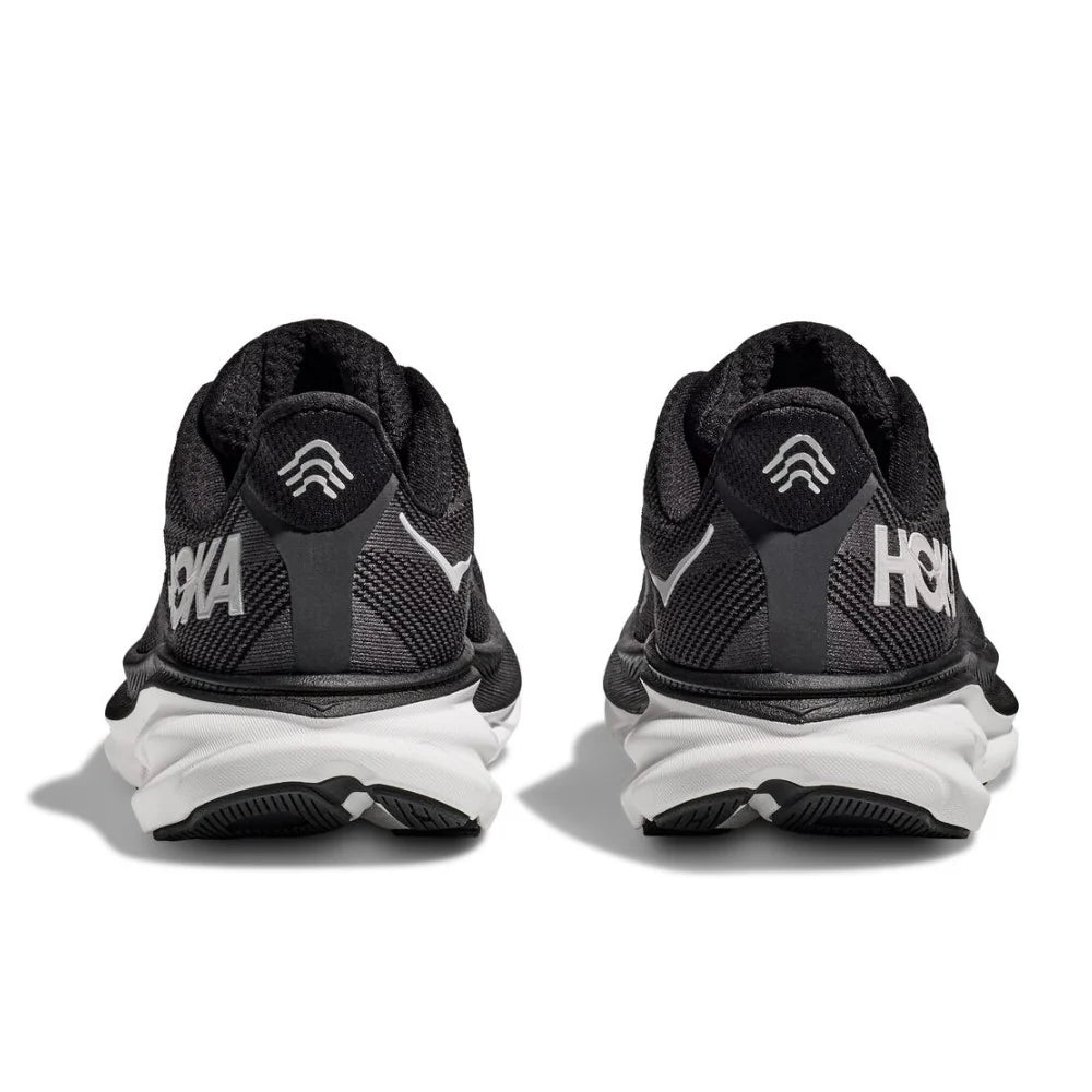 Hoka Clifton 9 Wide 2E Men's Running Shoes - Black & White | Lightweight Cushioned for Long Distance Jogging & Marathon Training