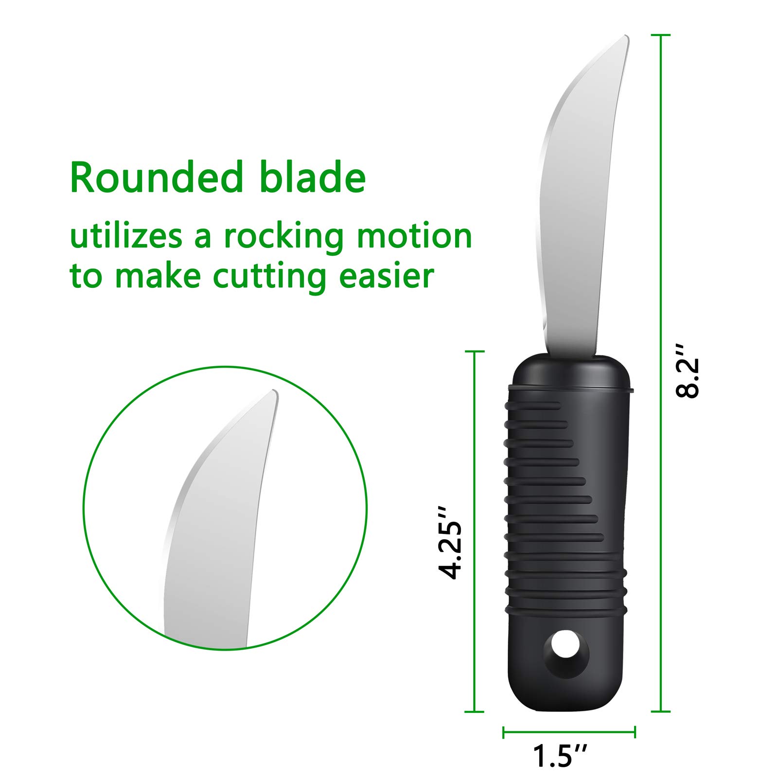 YPC Adaptive Utensils Set - Easy Grip Silverware for Adults & Seniors with Arthritis, Tremors or Parkinson's (3-Piece Fork, Spoon & Rocker Knife) - Ideal for Assisted Eating & Daily Independence