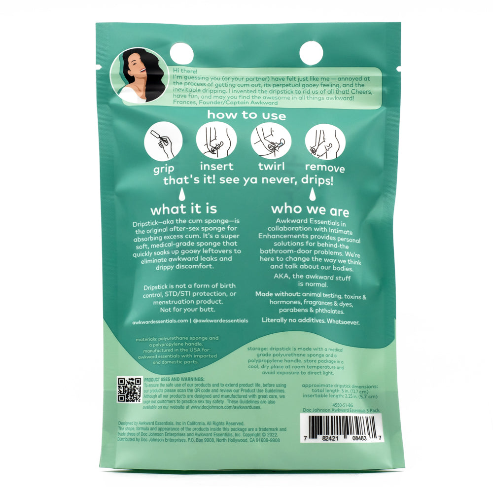 Awkward Essentials Dripstick - Post-Sex Cleanup Sponge for Men & Women | Discreet & Hygienic Personal Care Solution for Bedroom & Travel