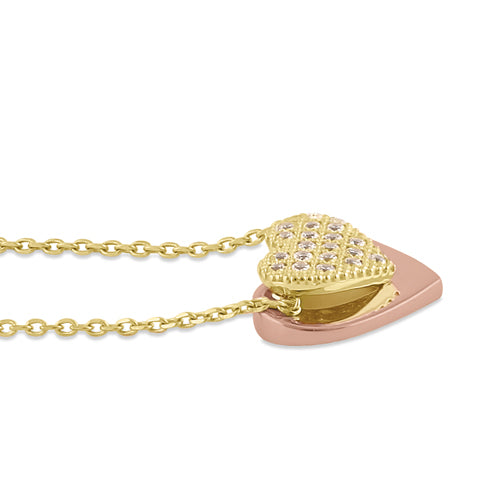 14K Gold Plated Heart Pendant Necklace with Cubic Zirconia - Elegant Gift for Women, Perfect for Valentine's Day, Anniversary & Special Occasions