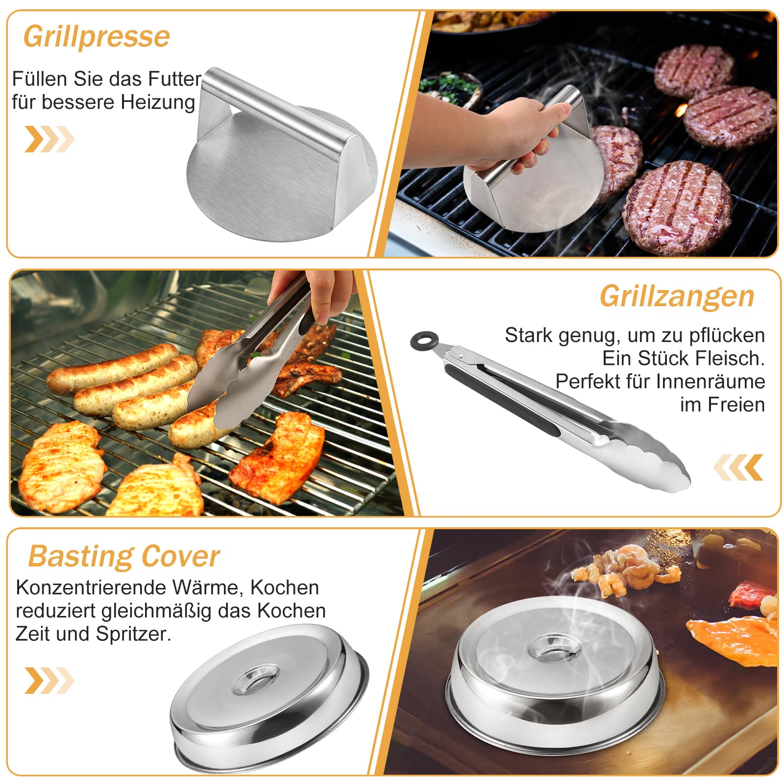 19-Piece Griddle Accessories Kit for Blackstone & Camp Chef - Metal Spatula Set, Burger Press, Basting Cover, Melting Dome, Tongs & Carry Bag - Perfect for Outdoor Grilling, BBQ & Camping Cooking