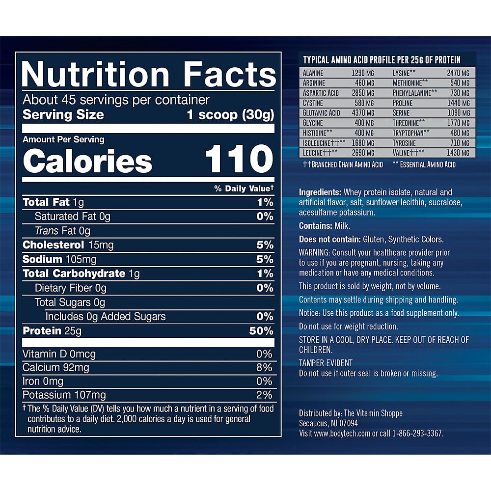 BodyTech Whey Protein Isolate Powder - Fruity Cereal Flavor, 3 lbs (46 Servings) | Low Carb, High Protein Supplement for Muscle Recovery & Post-Workout | Perfect for Gym, Fitness & Weight Loss Goals