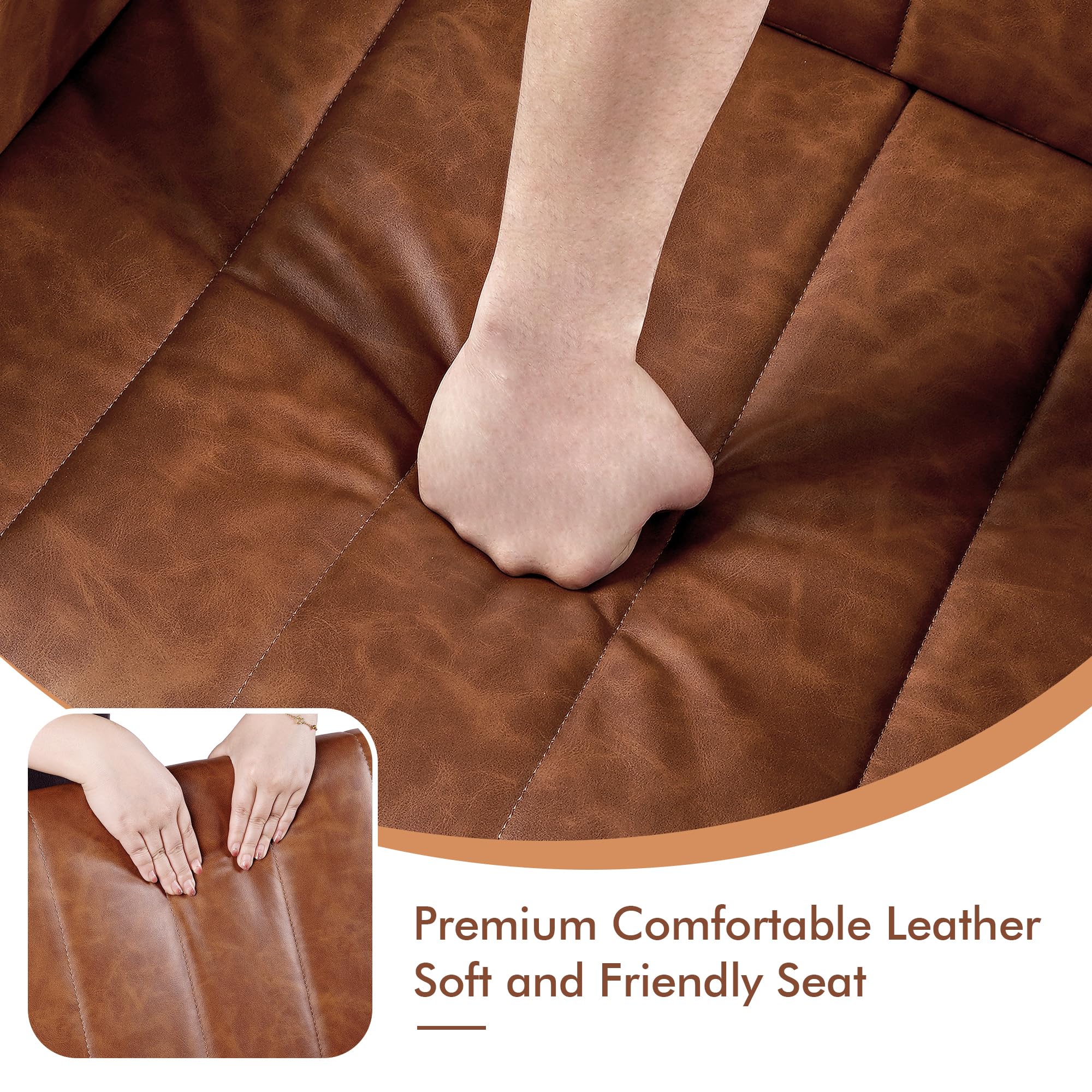 VECELO Modern Leather Rocking Chair with USB Port & Side Pocket - High Back Upholstered Nursery Glider Accent Rocker with Wood Legs for Living Room, Bedroom, Nursery - Perfect for Nursing, Relaxing & Reading (Brown)