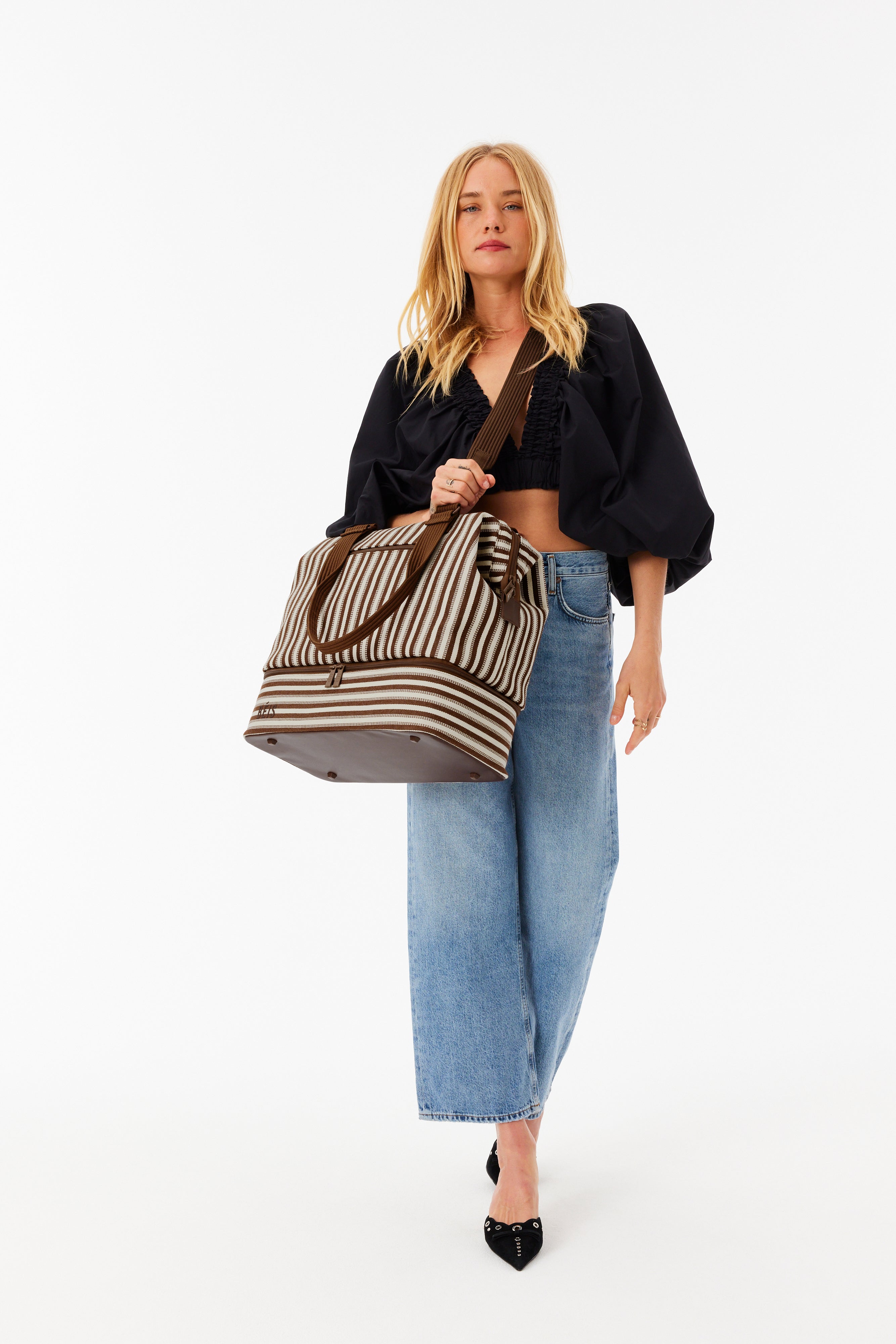 Mini Weekender Bag in Maple Stripe - Stylish & Compact Carry-On for Weekend Getaways, Travel & Gym Essentials