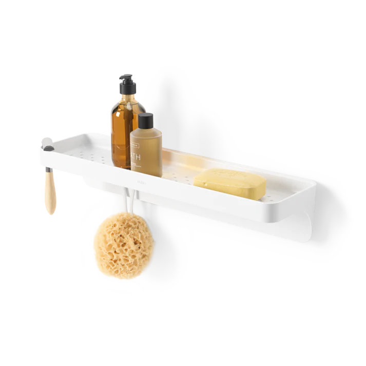 Flex Adhesive Shelf - White | Wall Mount Organizer for Bathroom, Kitchen & Office | Strong Removable Storage Solution