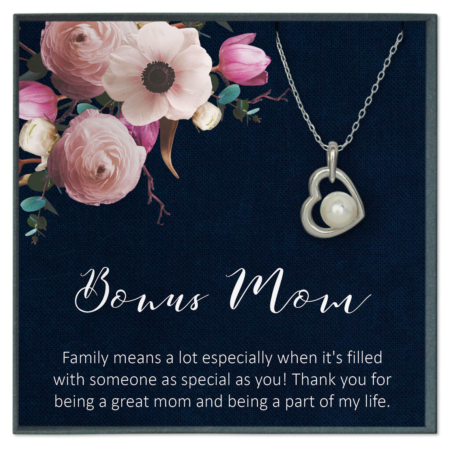 Grace of Pearl Stepmom Necklace - Elegant Jewelry Gift for Stepmother, Bonus Mom & Stepmom - Perfect for Mother's Day, Birthday & Special Occasions