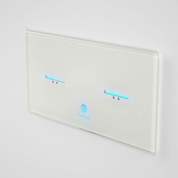 Caroma Smart Command Touchless Invisi II Button White - Hands-Free Flush Toilet Button for Modern Bathrooms, ADA Compliant & Water-Saving Design