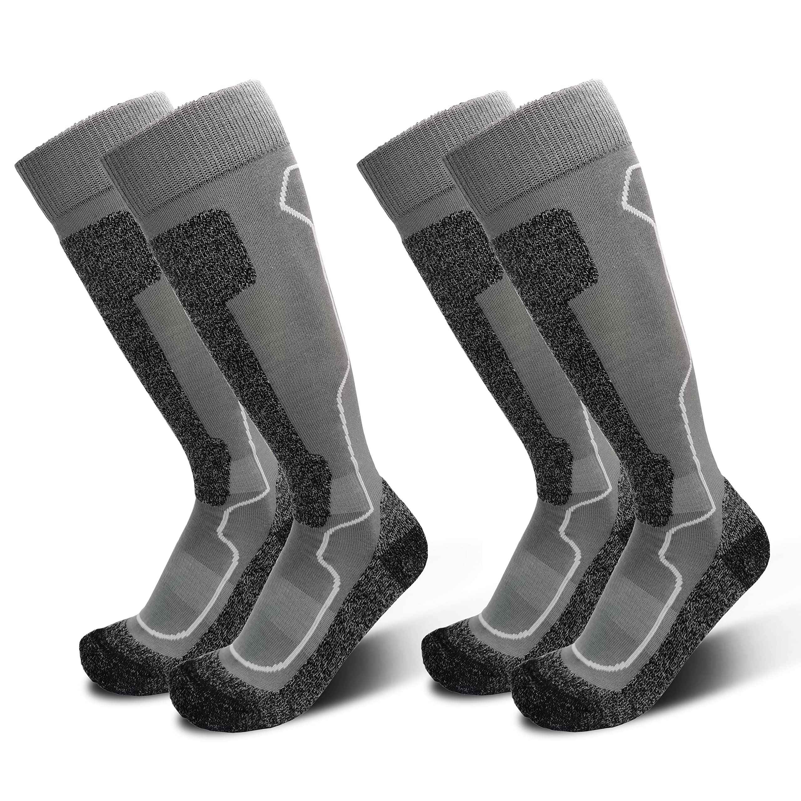 Premium 2-Pack HIGHCAMP Merino Wool Ski Socks for Men & Women - Warm Thermal Snowboard Socks for Cold Weather - Ideal for Skiing, Snowboarding, Winter Hunting & Outdoor Adventures