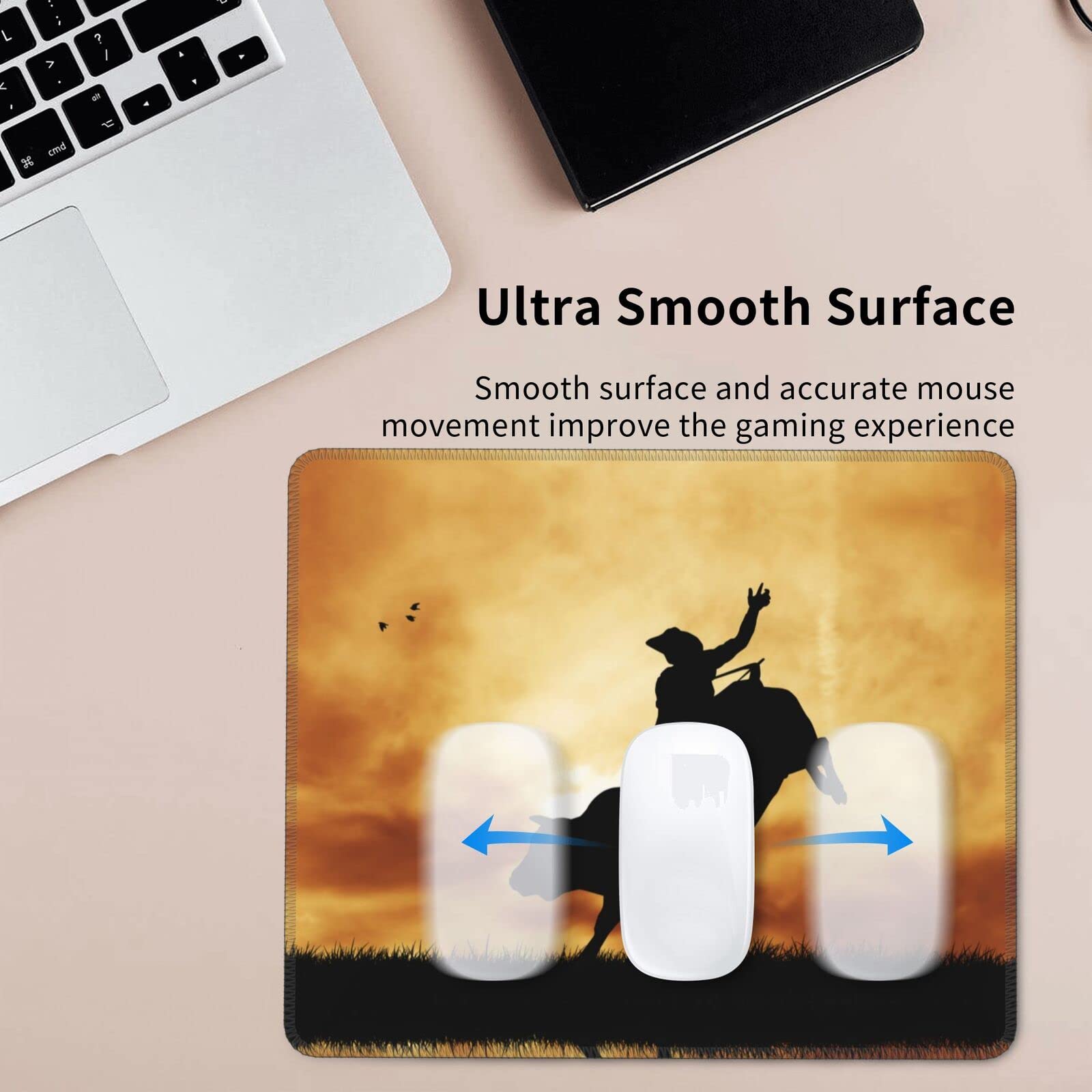 Cool Bull Riding Print Mouse Pad - Non-Slip Rubber Base Computer Mousepad for Laptop & Desk - Personalized Gaming & Office Accessory (Multiple Sizes) - Perfect for Work, Gaming & Home Office Setup