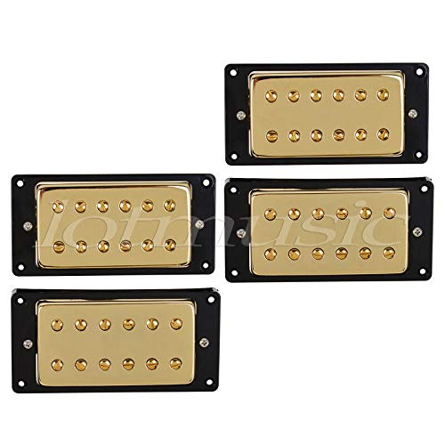 2 Sets Gold Sealed Double Coil Guitar Pickups with Black Frame - High Output Humbucker for Electric Guitar Upgrade & Replacement (Rock/Metal/Blues Performance)