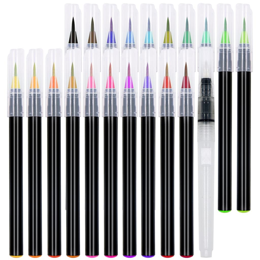 20 Color Watercolor Brush Pen Set - Soft Tip Manga & Art Markers for Watercolor Painting, Calligraphy, Sketching - Perfect for Artists, Students & DIY Craft Projects
