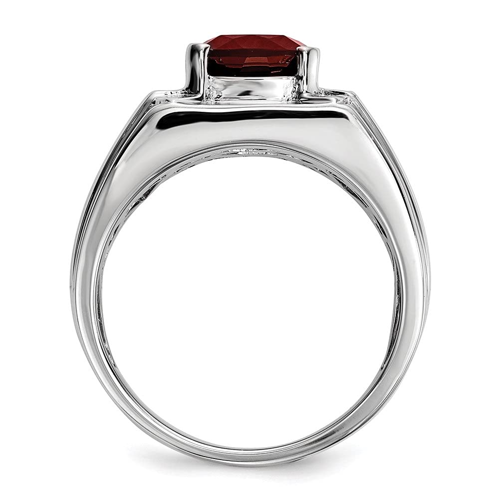 925 Sterling Silver Cushion Cut Garnet & Diamond Men's Engagement Ring - Luxury Wedding Band for Him, Anniversary Gift, Promise Ring for Boyfriend - Perfect for Proposals, Valentines Day & Special Occasions