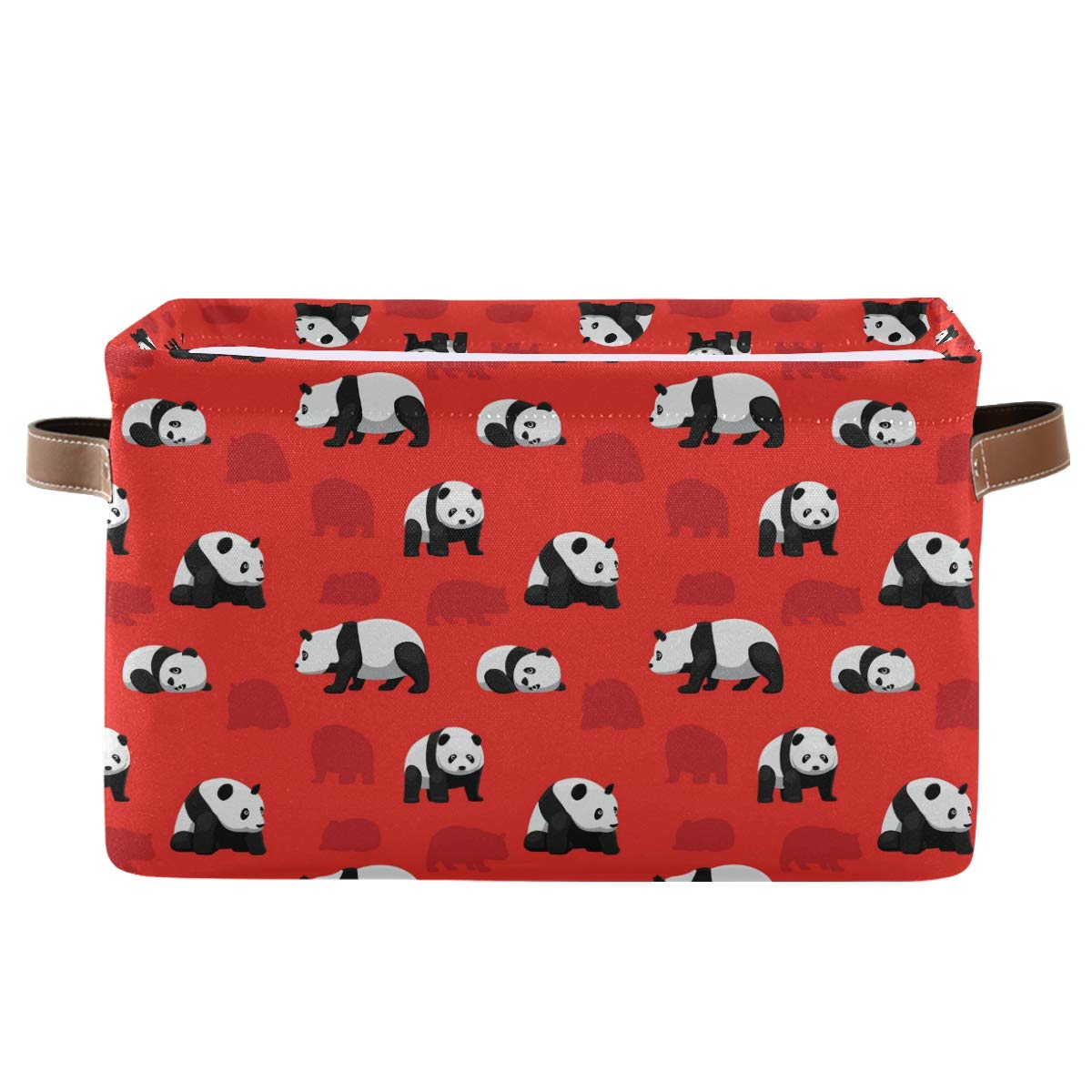 Bear Panda Large Collapsible Storage Basket Bin - 15 x 11 x 9.5 Inch Canvas Cube Organizer Box for Home, Office, Closet | Perfect for Toy Storage, Blanket Organization & Shelf Decor