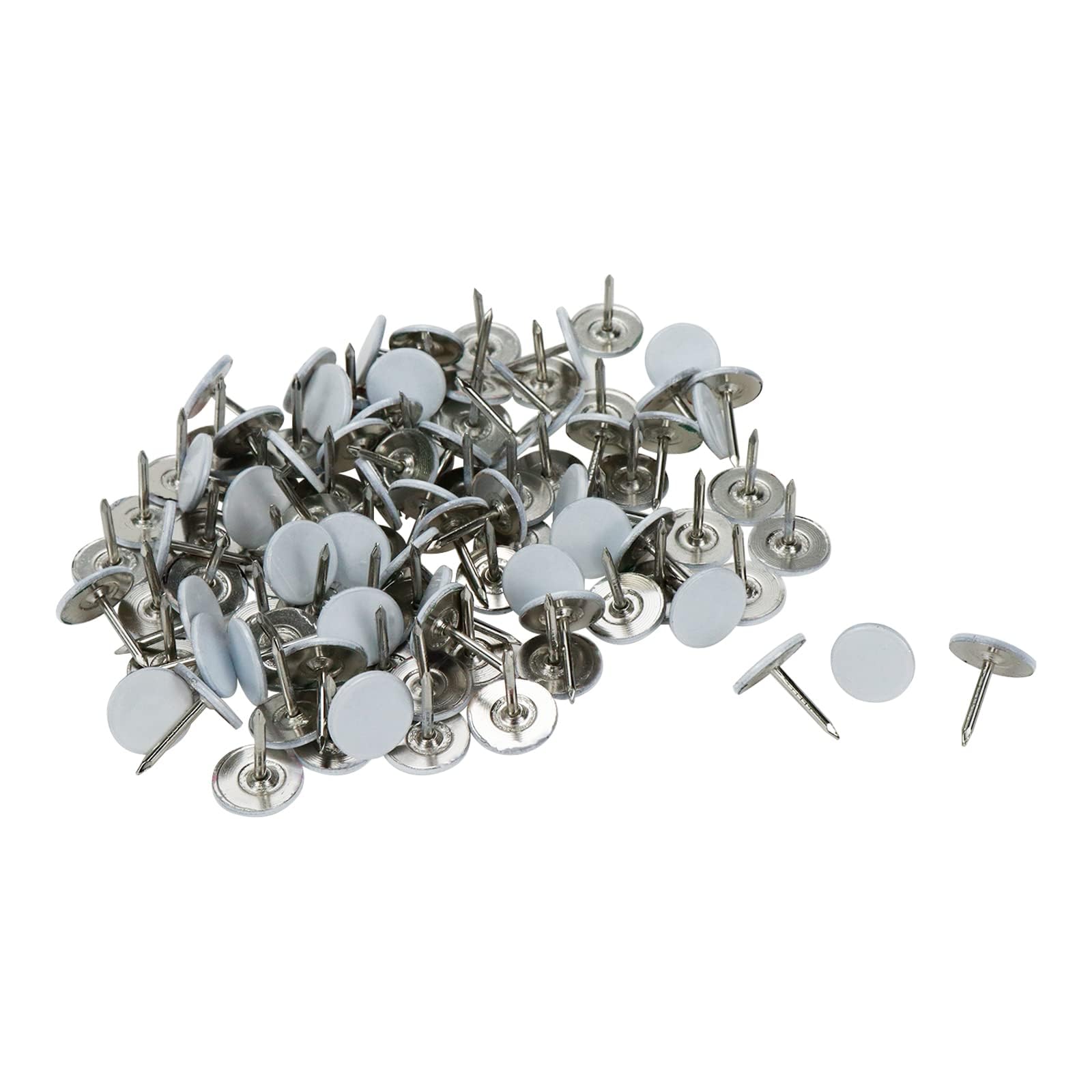 100PCS Upholstery Tacks Flat White Furniture Thumb Tacks - Mini Decorative Nails for Sofa, Chair & DIY Projects - Perfect for Upholstery Repair & Home Decor
