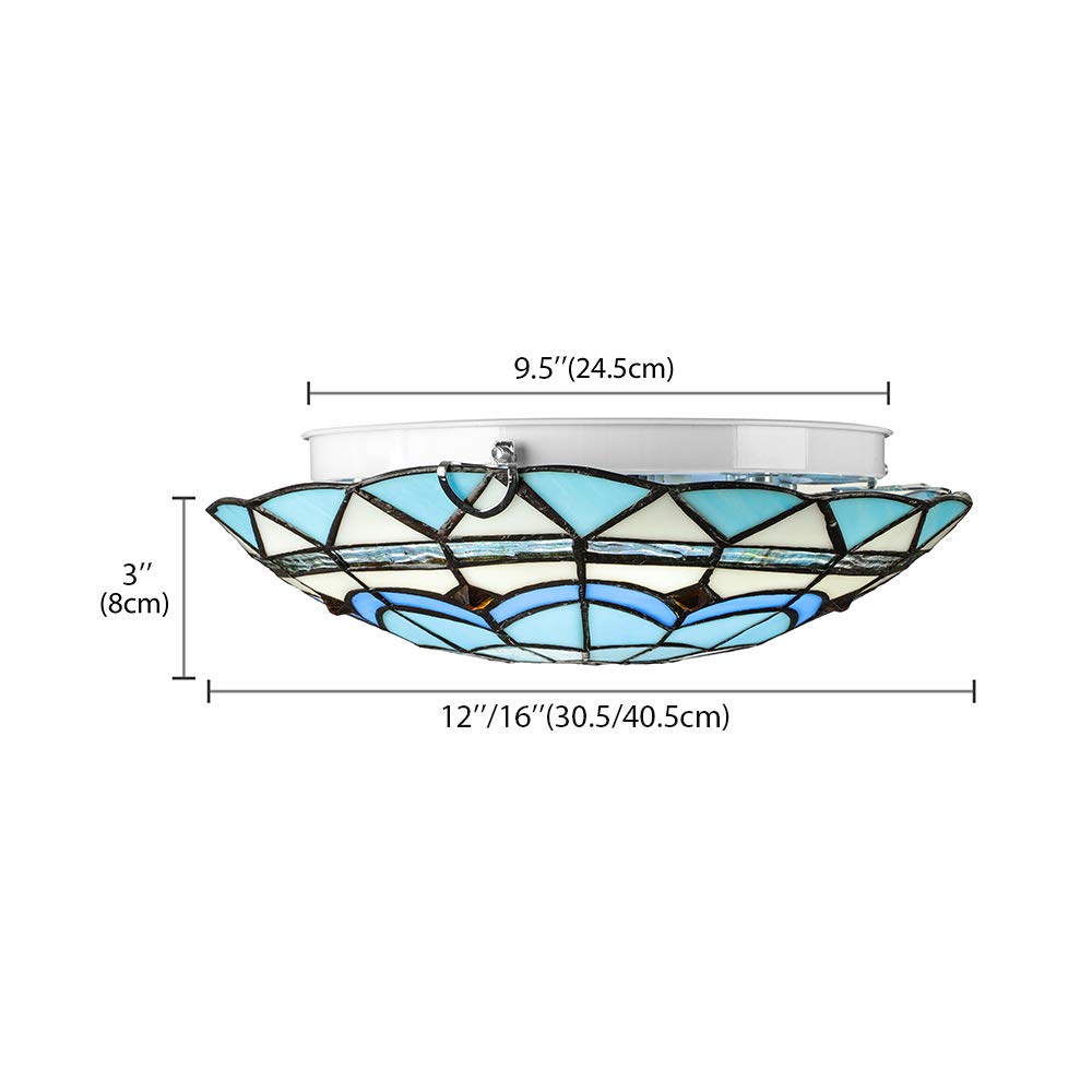 Tiffany-Style Stained Glass Ceiling Light Fixture - 16