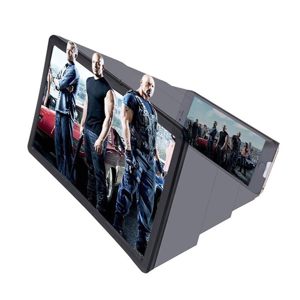 3D HD Phone Screen Magnifier with Foldable Stand - KHUY Mobile Phone Amplifier for Watching Movies & Videos on All Smartphones - Perfect for Home Entertainment & Travel