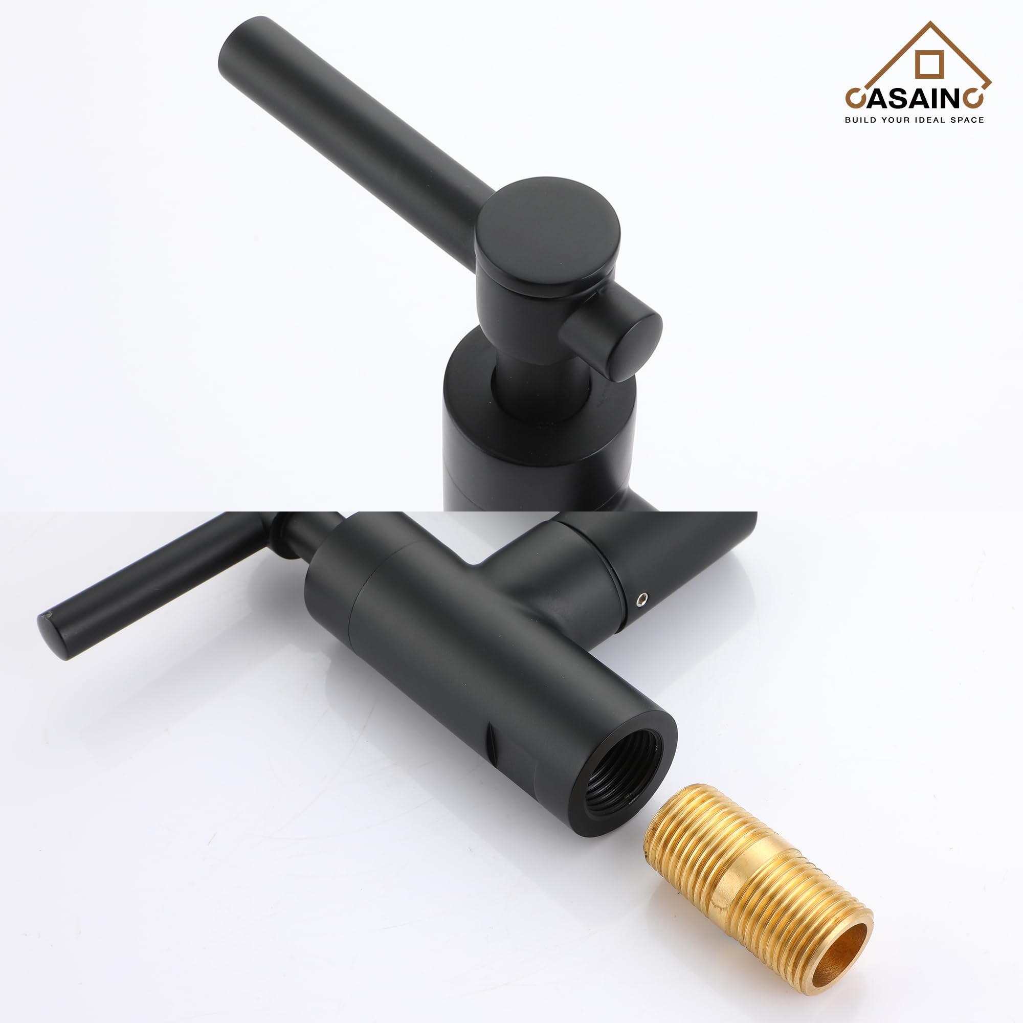 CASAINC Matte Black Wall Mount Pot Filler Faucet - Commercial Grade Brass Swing Arm Folding Kitchen Faucet for Stove - Perfect for Restaurants, Home Kitchens & Cooking Enthusiasts