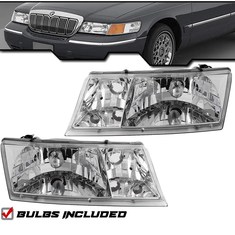 Mercury Grand Marquis Headlights Assembly 1998-2002 - Left & Right Pair for Night Driving