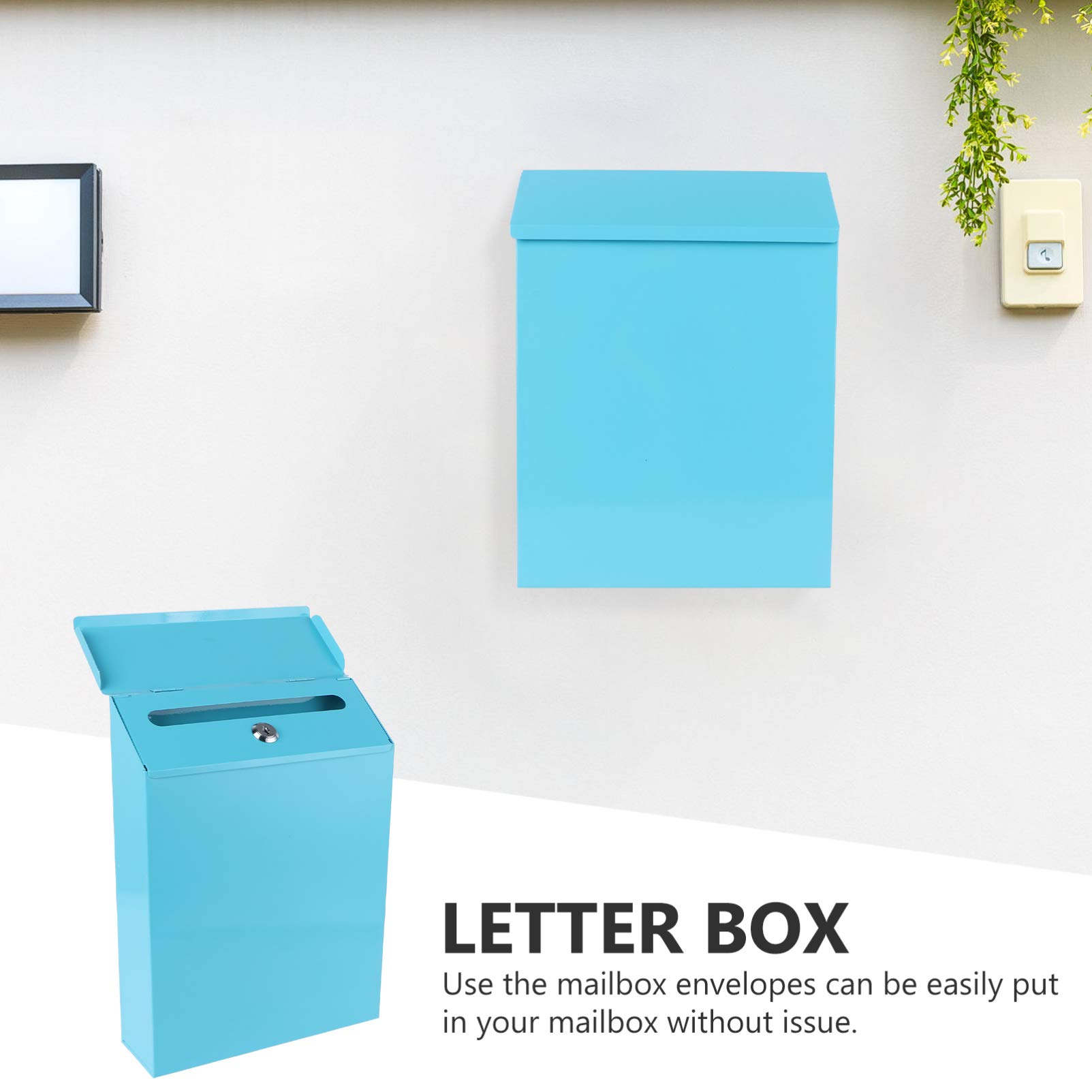 **BESPORTBLE Wall Mount Mailbox - Retro Metal Locking Security Mailbox with Key Lock for Home & Office - Secure Mail Drop Box & Suggestion Box for Apartments, Businesses & Outdoor Use**
