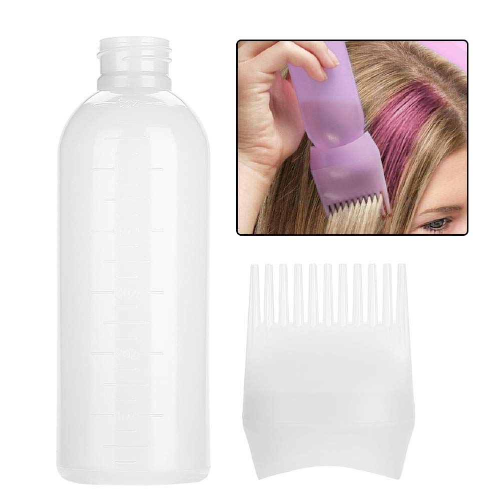 160ml Hair Dye Applicator Bottle with Brush - Pink Comb & Root Touch Up Tool for Hair Coloring, Oil Application & Shampoo | Perfect for At-Home Hair Treatments, Salon Styling & DIY Hair Care (White)